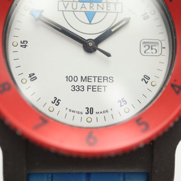 Vintage Vuarnet Swiss Made 38mm Date Watch Fiber Glass Bezel with New Battery - Picture 7 of 16